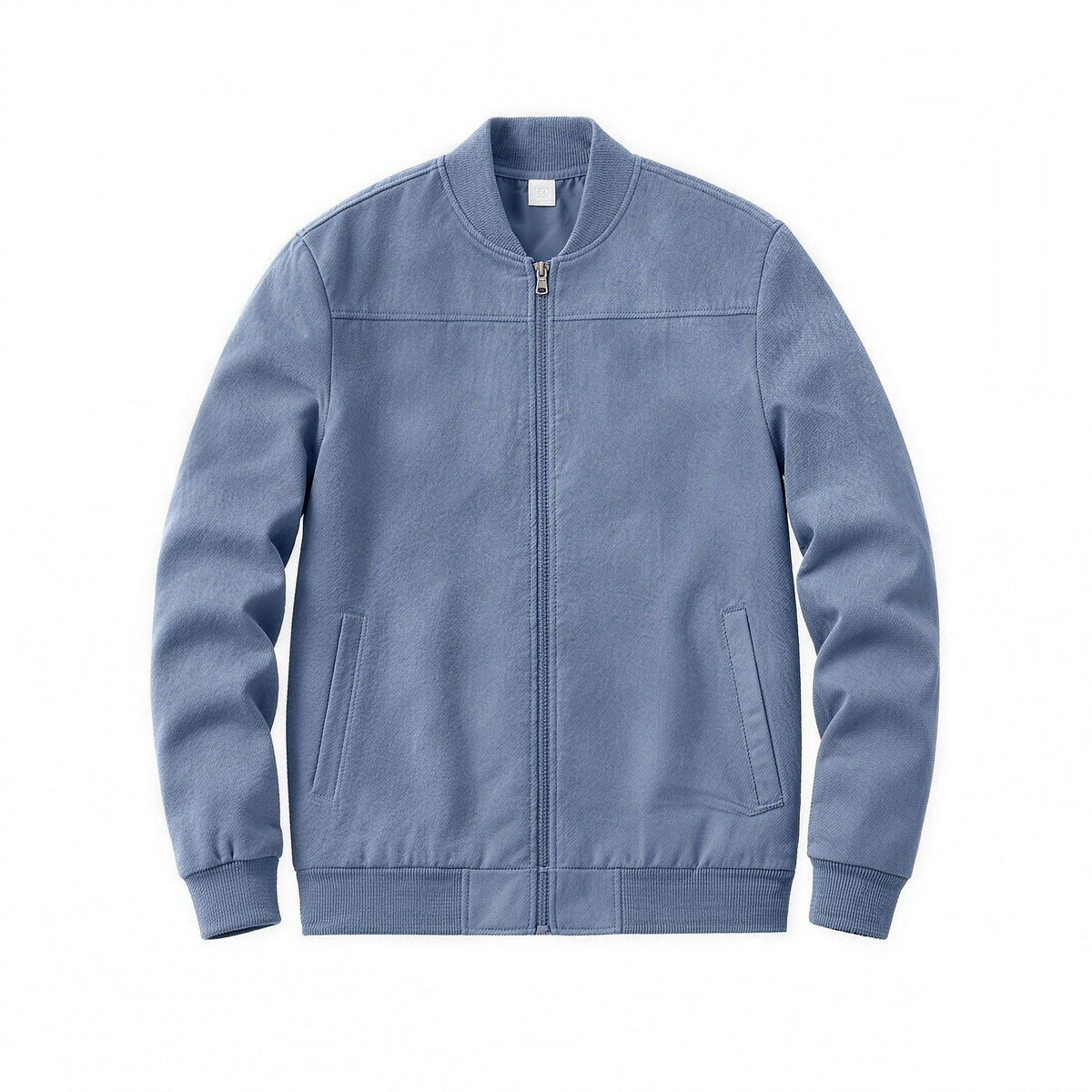 Bennett flight jacket in sky blue, flat lay front