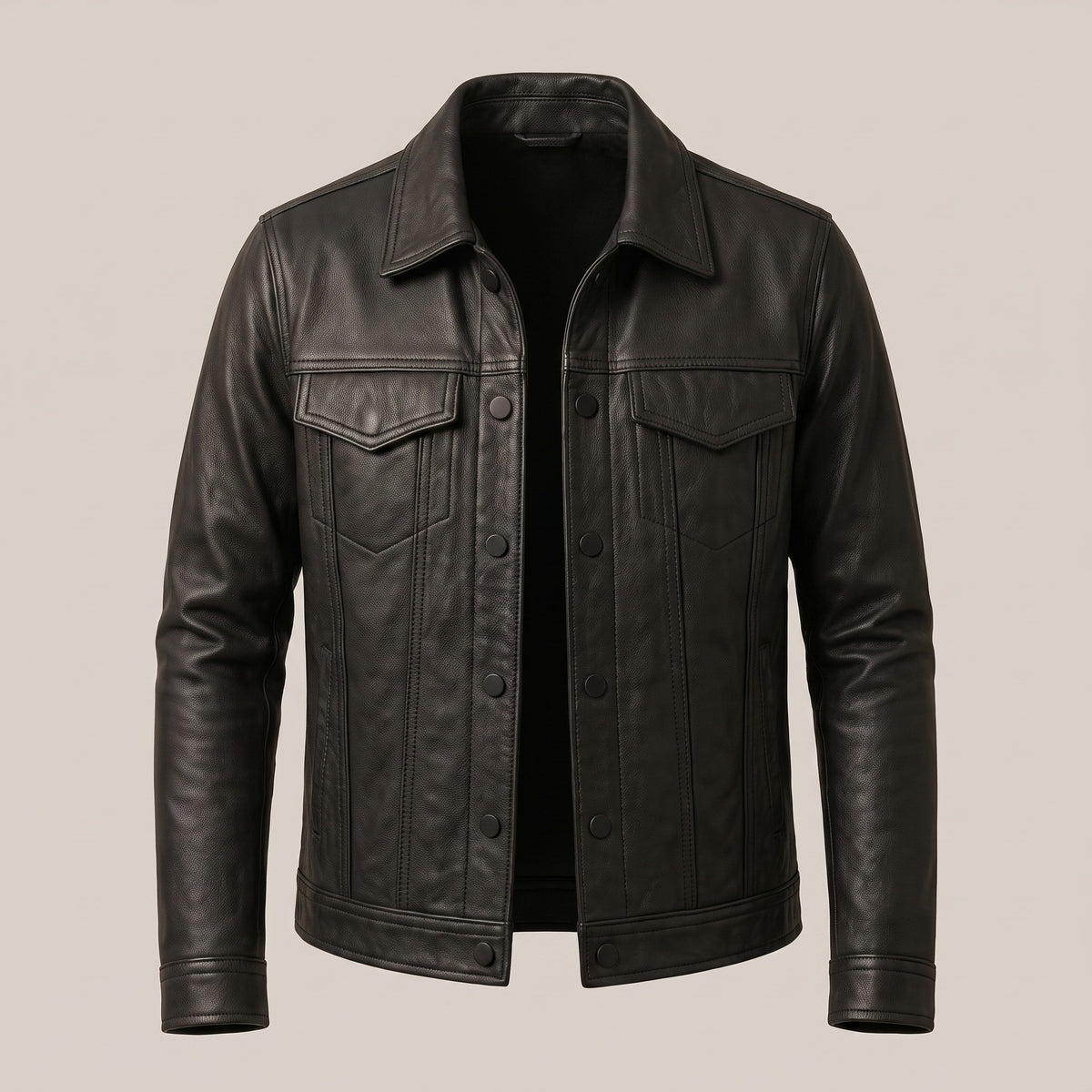 Cedric Leather Rider Jacket in dark grey