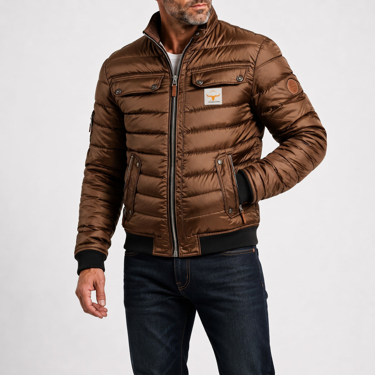 Ralston Vintage Mid-Season Jacket in Brown, worn