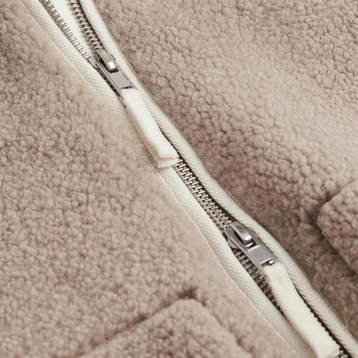 Sylvie alpaca coat front zip detail