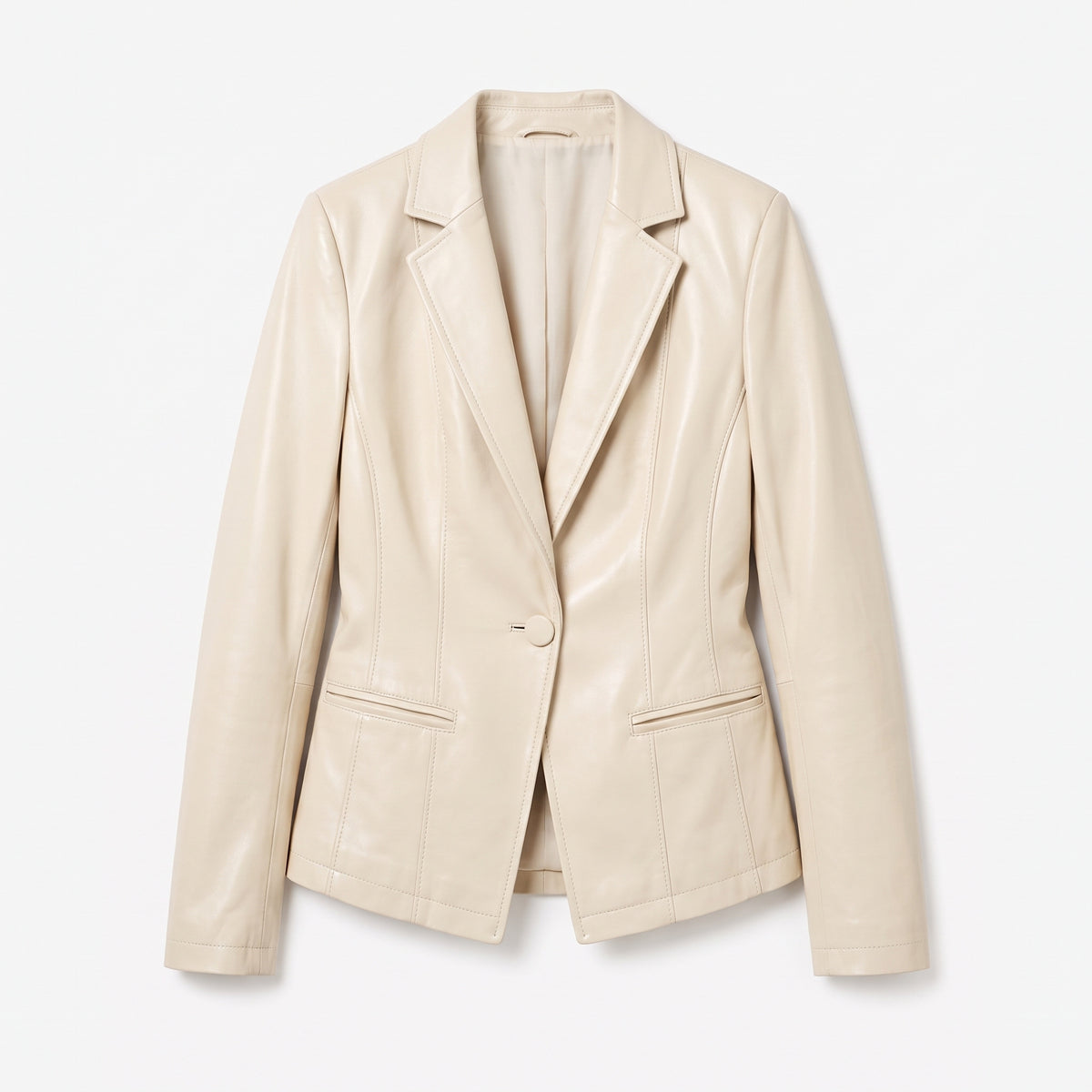 Vera fitted leather blazer in white, product shot
