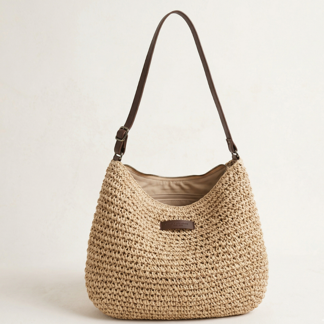 Sienna woven bag with its lined interior