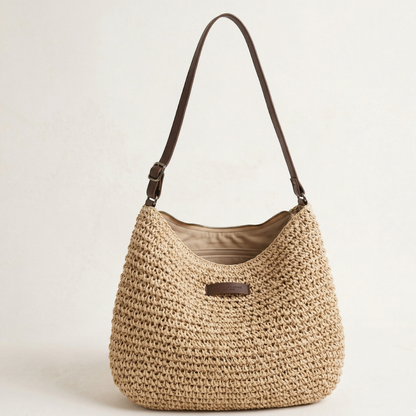 Sienna woven bag with its lined interior
