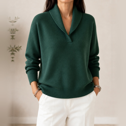 Noelle soft V-neck jumper in green