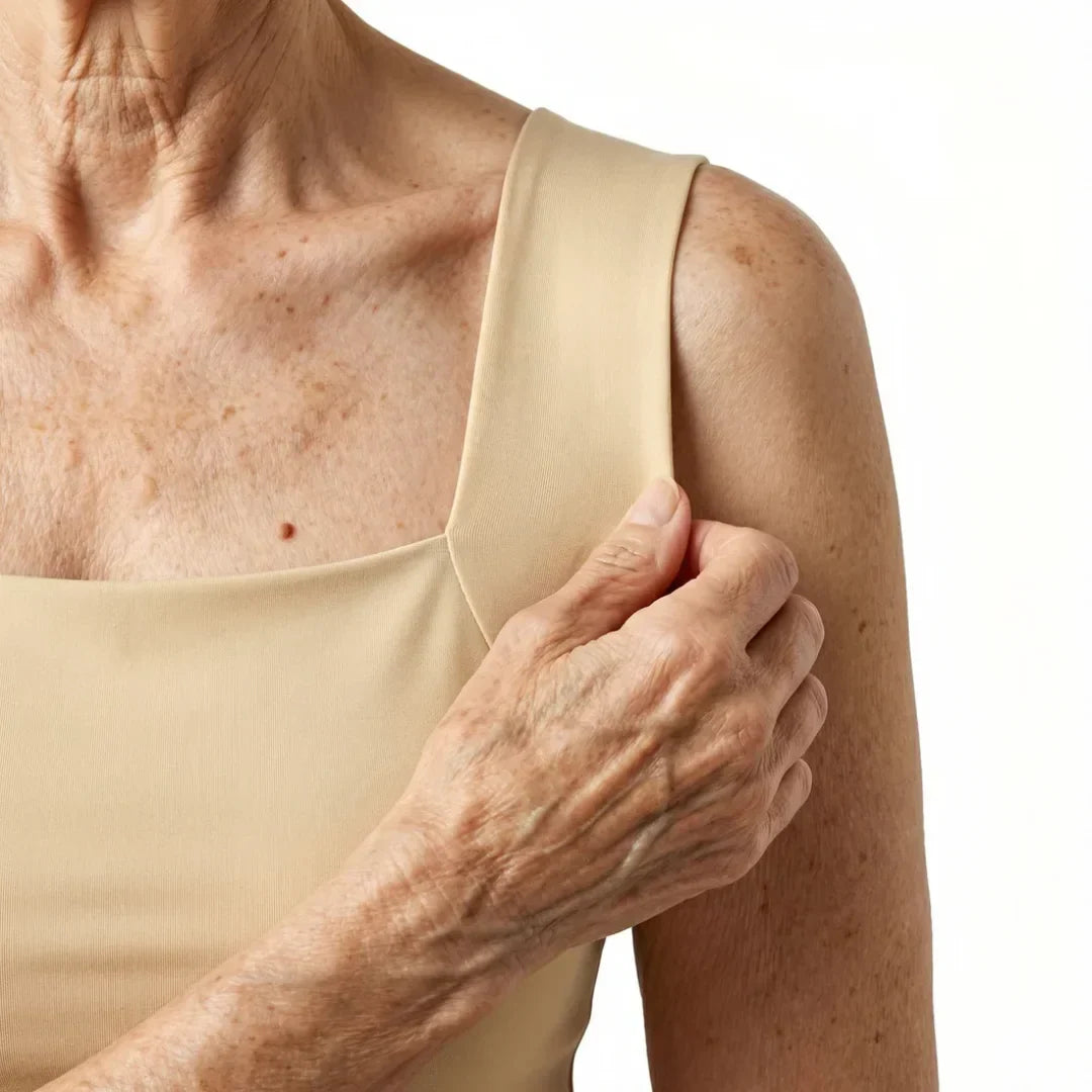 Smooth square neckline close-up