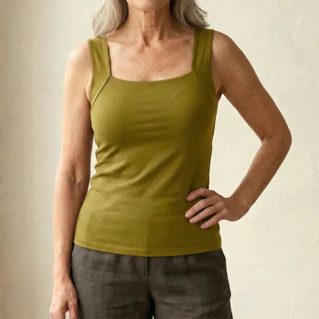 Rosalind built-in bra tank top in olive green