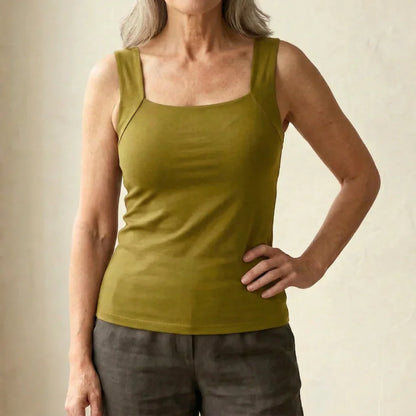 Rosalind built-in bra tank top in olive green