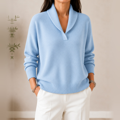 Noelle soft V-neck jumper in light blue