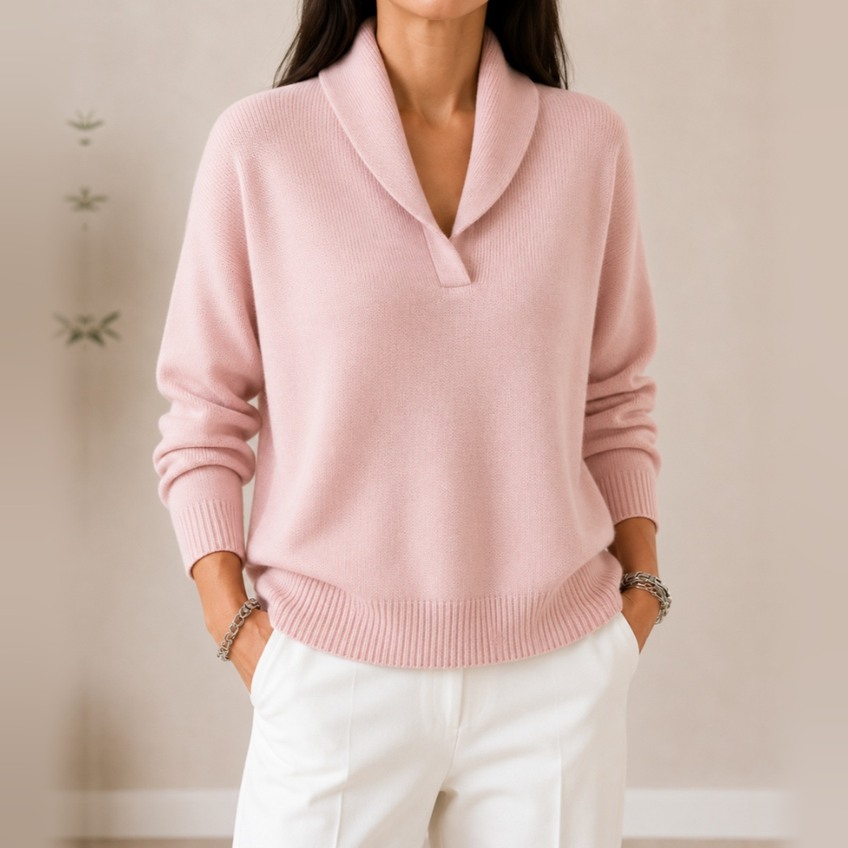 Noelle soft V-neck jumper in pink