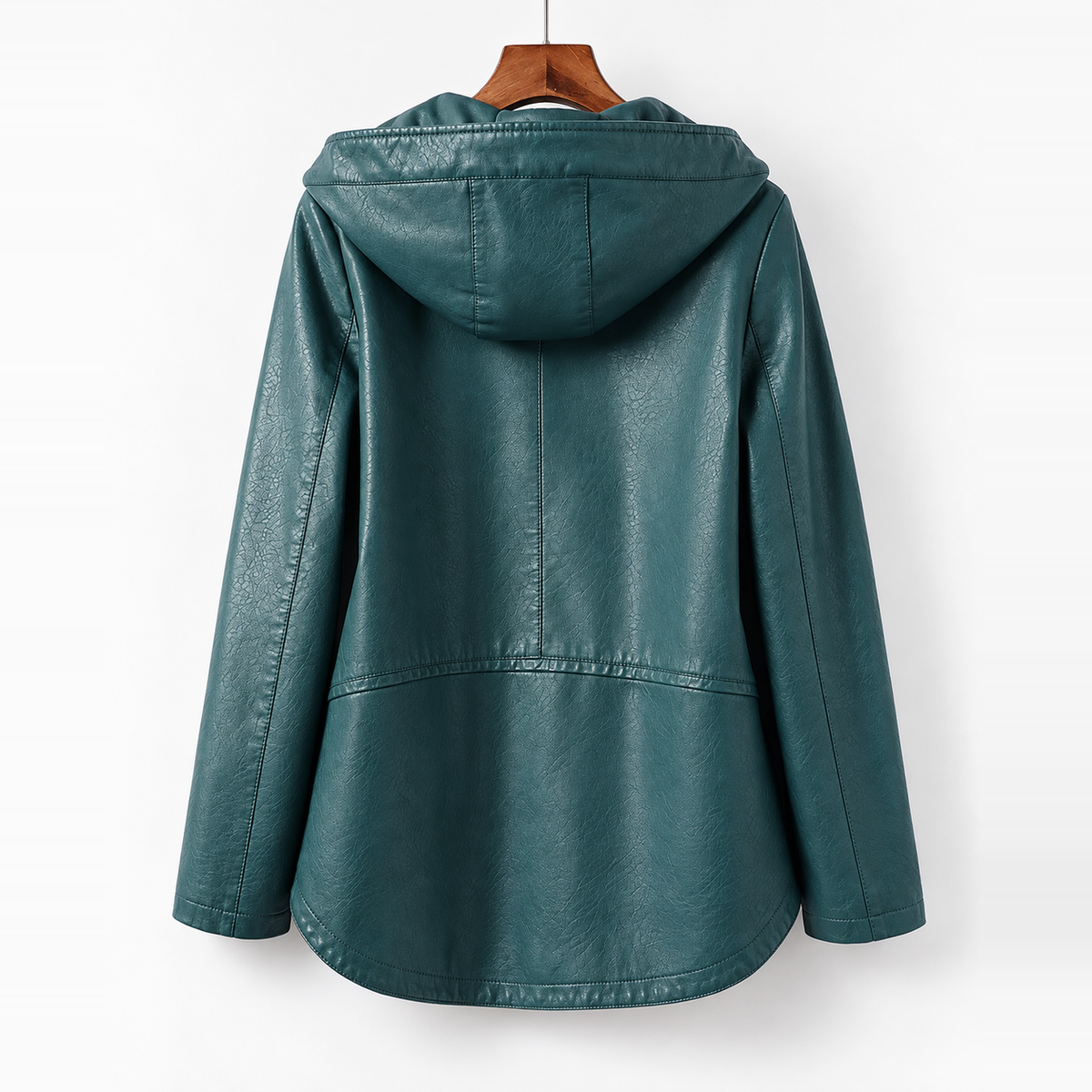 Raven Hooded Longline Leather Jacket