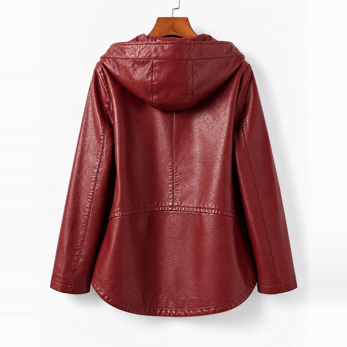 Raven Hooded Longline Leather Jacket