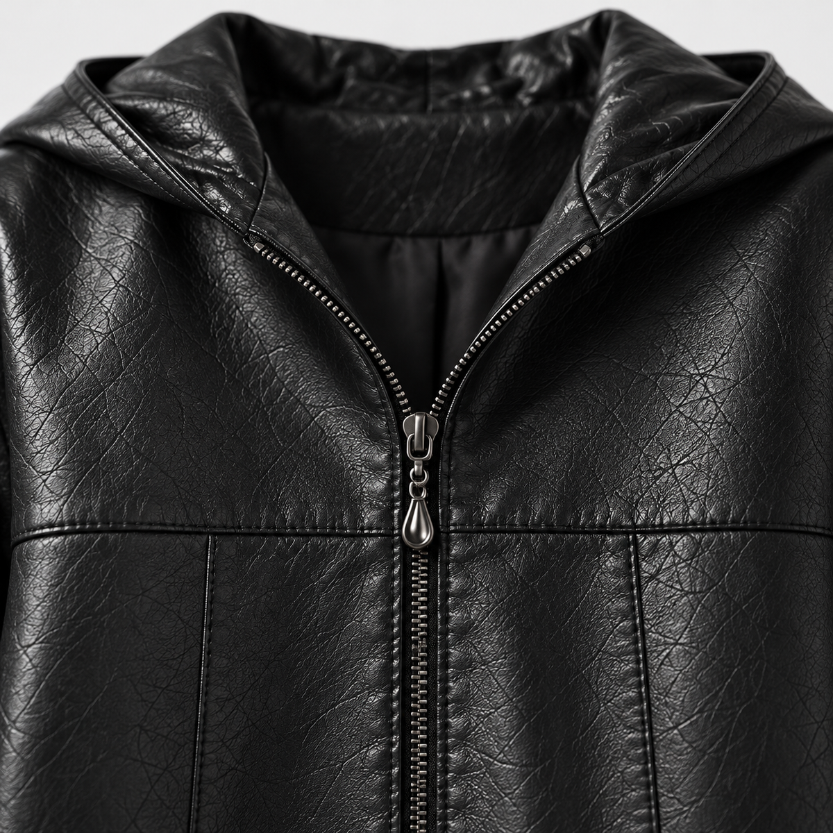 Raven Hooded Longline Leather Jacket