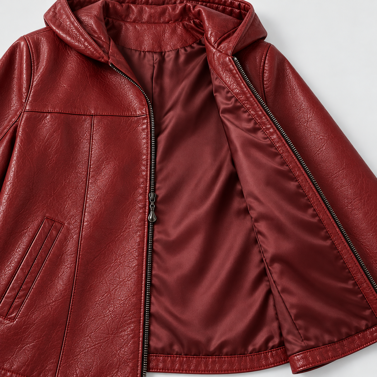 Raven Hooded Longline Leather Jacket