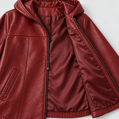 Raven Hooded Longline Leather Jacket