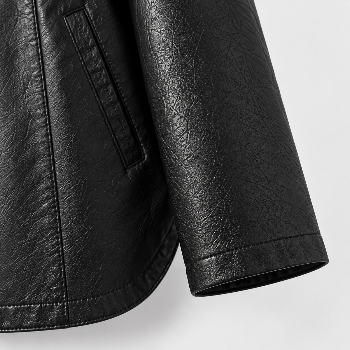 Raven Hooded Longline Leather Jacket