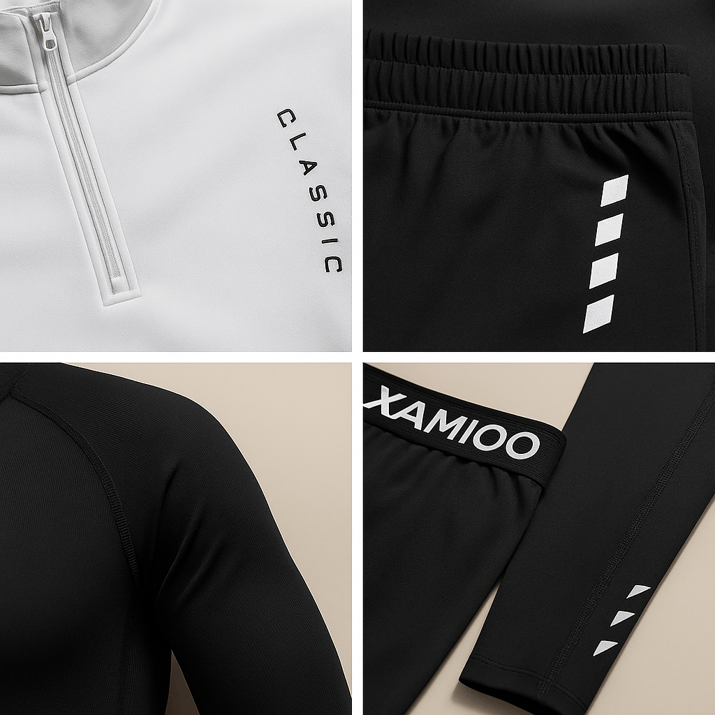 Ryder training set details: half-zip, reflective stripes and compression fabric