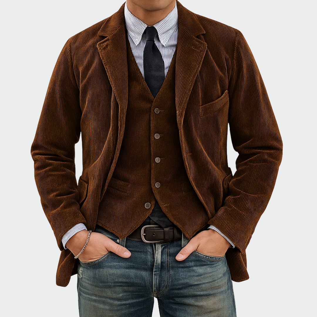 Lennox blazer and waistcoat set in Brown