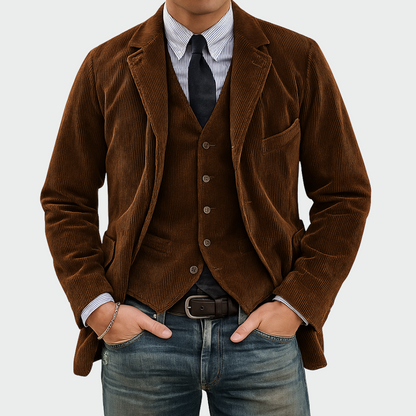 Lennox blazer and waistcoat set in Brown