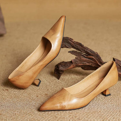 Mirella | Pointed Kitten Heel Court Shoes