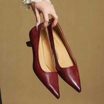 Mirella | Pointed Kitten Heel Court Shoes