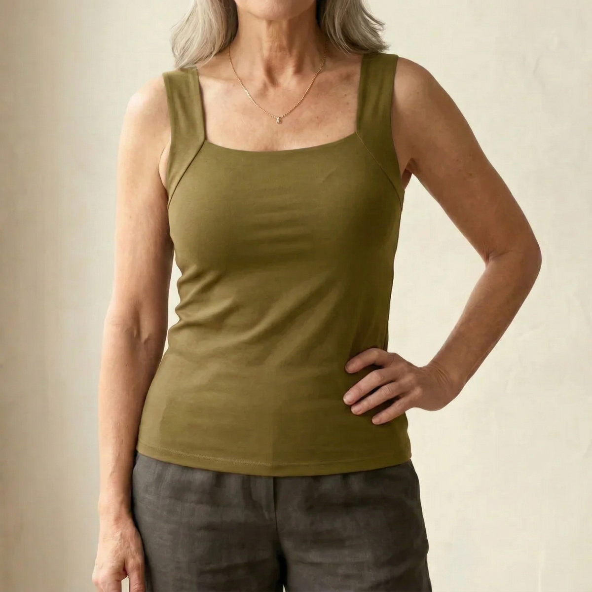 Rosalind built-in bra tank top in Green