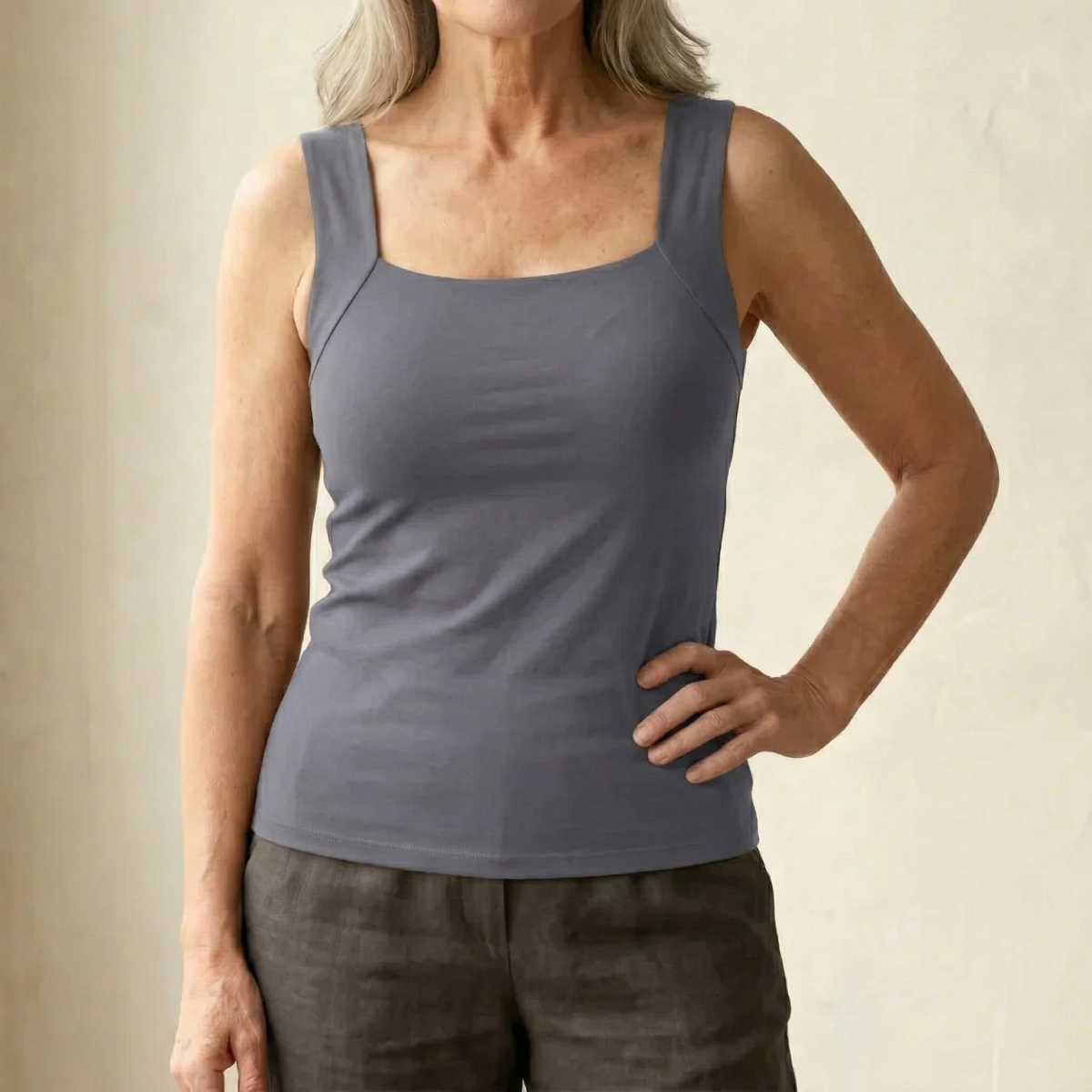 Rosalind built-in bra tank top in Grey