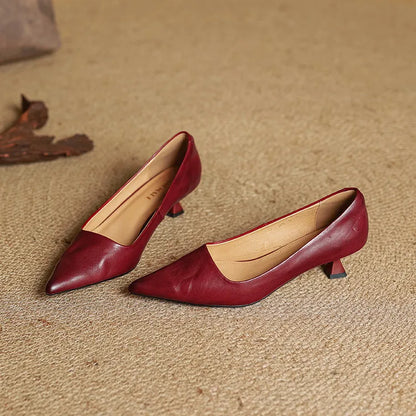 Mirella | Pointed Kitten Heel Court Shoes