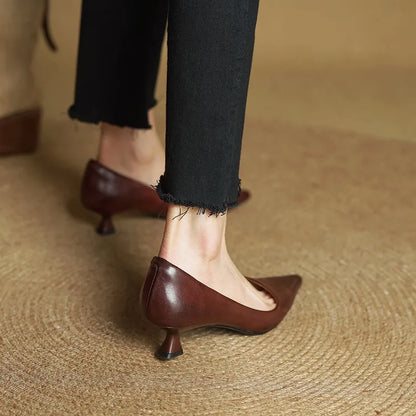 Mirella | Pointed Kitten Heel Court Shoes