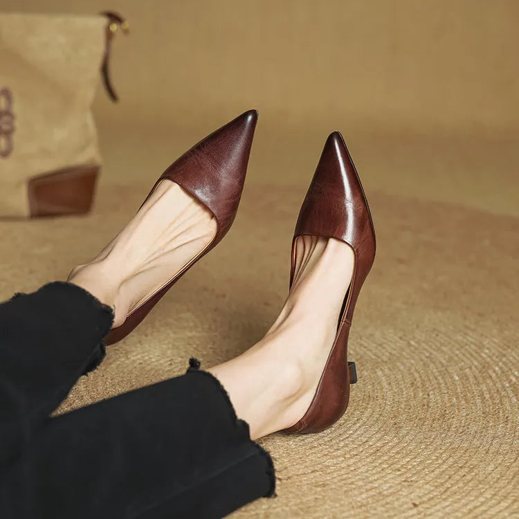 Mirella | Pointed Kitten Heel Court Shoes