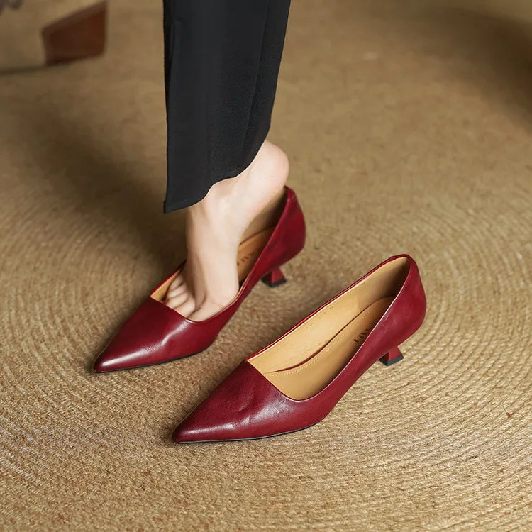 Mirella | Pointed Kitten Heel Court Shoes