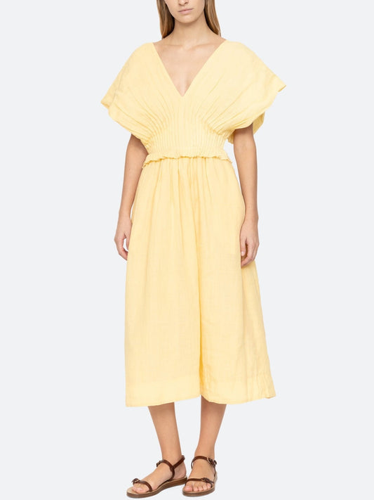 Oversized Sleeves Midi Dress