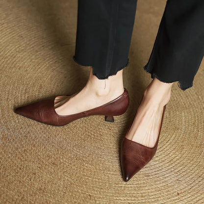 Mirella | Pointed Kitten Heel Court Shoes