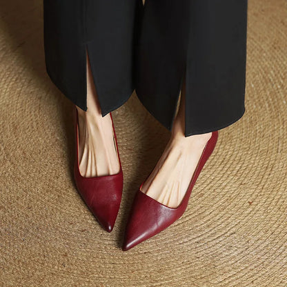 Mirella | Pointed Kitten Heel Court Shoes