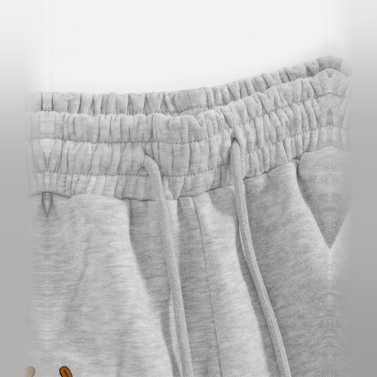 Close-up of the elastic waistband and drawstring