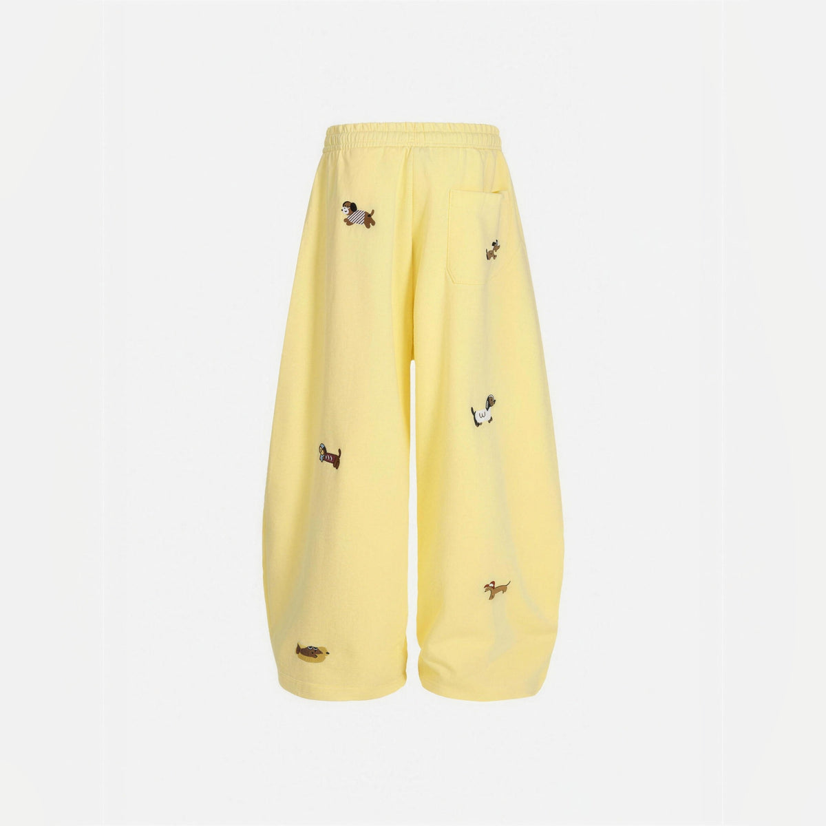 Amalia embroidered pup barrel sweatpants in yellow, flat back