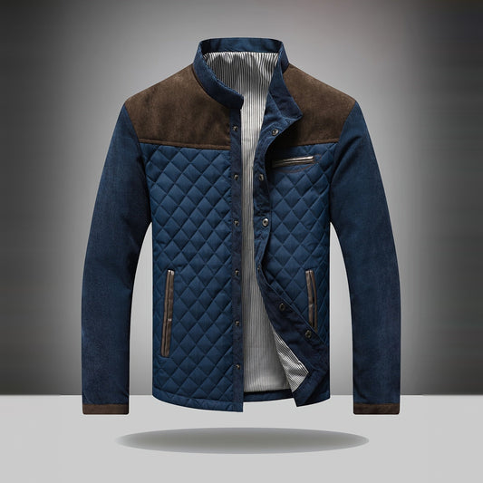 Ashby Quilted Jacket in Brown-Blue, front