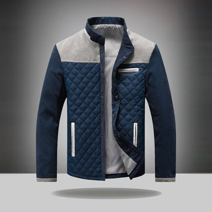 Ashby Quilted Jacket in Grey-Blue, front