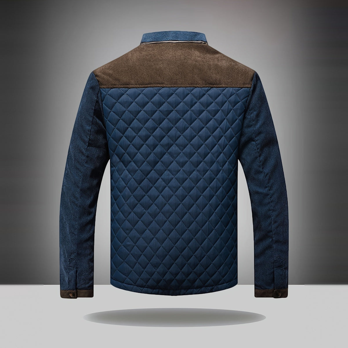 Ashby Quilted Jacket in Brown-Blue, back