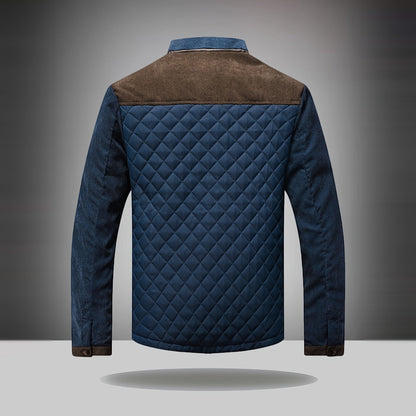 Ashby Quilted Jacket in Brown-Blue, back