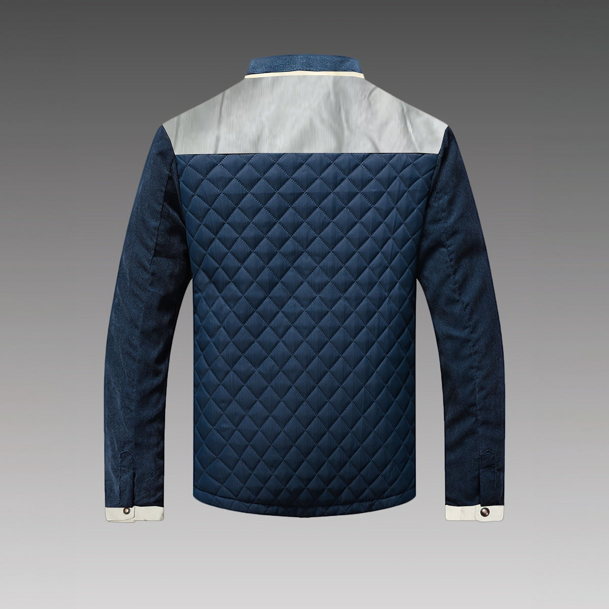 Ashby Quilted Jacket in Grey-Blue, back
