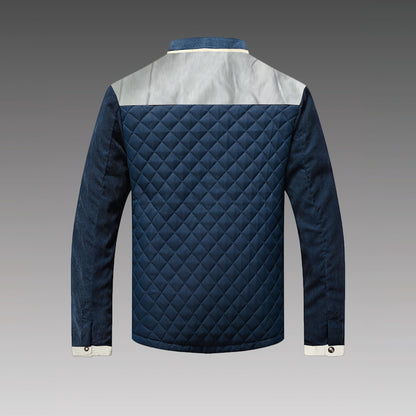 Ashby Quilted Jacket in Grey-Blue, back