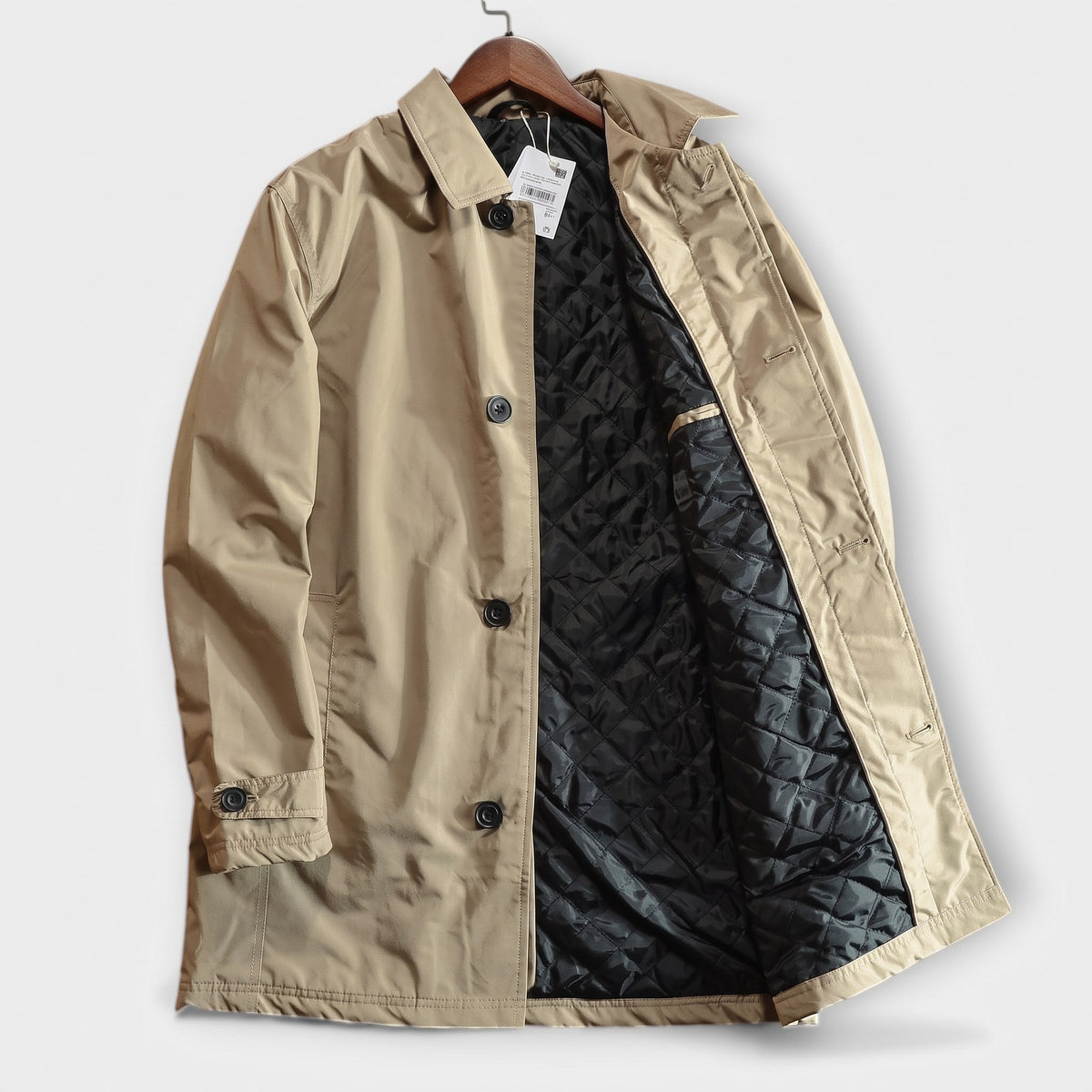 Ashford Tailored Mac Coat - Beige with quilted lining