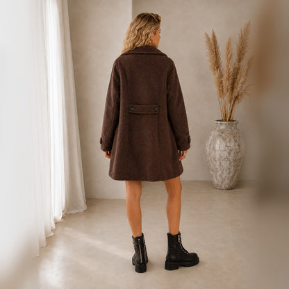 Aurelia Cozy Jacket in Brown, back view