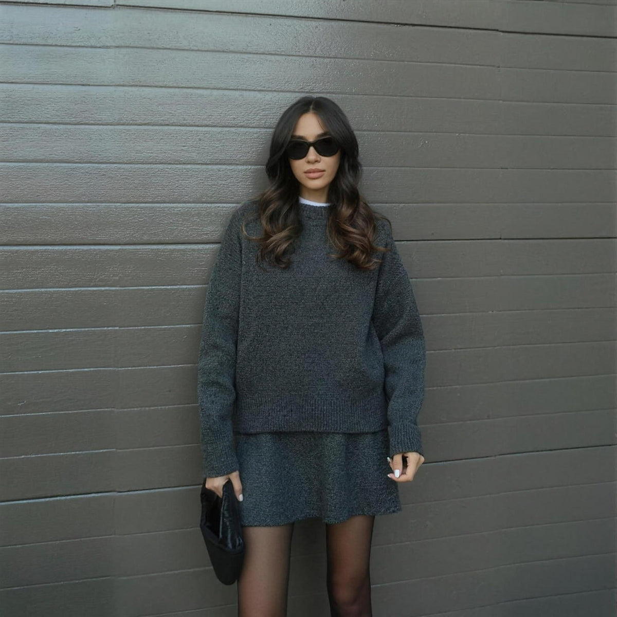 Beatrix cosy knit co-ord set in grey