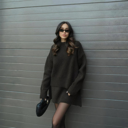 Beatrix cosy knit co-ord set in brown