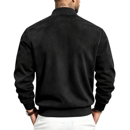 Bennett flight jacket in black, back view