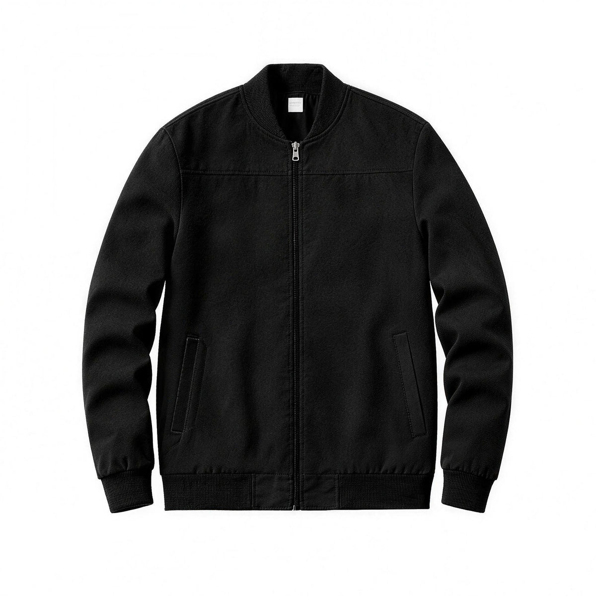 Bennett flight jacket in black, flat lay front