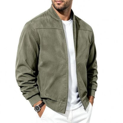 Bennett flight jacket in olive green, side angle