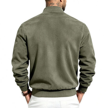 Bennett flight jacket in olive green, back view