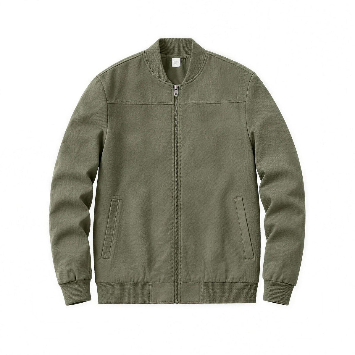 Bennett flight jacket in olive green, flat lay front